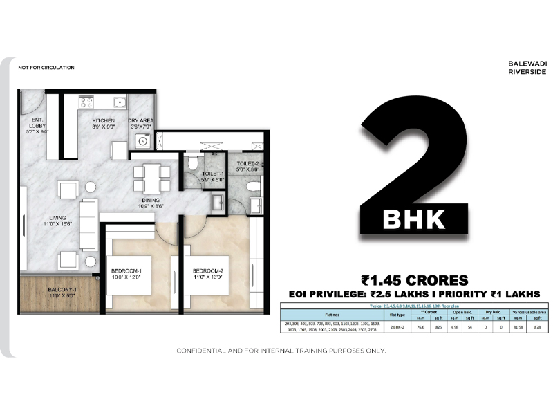 Floor plan of Mantra Riverside — photo gallery, images, brochure, amenities, cost sheet, price breakup, availability details, RERA number, RERA certificate, possession date, layout plan, logo, floor plan, master plan, and location map showcasing project highlights and features.