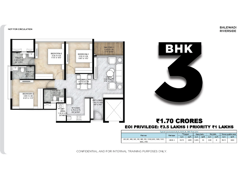 Floor plan of Mantra Riverside — photo gallery, images, brochure, amenities, cost sheet, price breakup, availability details, RERA number, RERA certificate, possession date, layout plan, logo, floor plan, master plan, and location map showcasing project highlights and features.