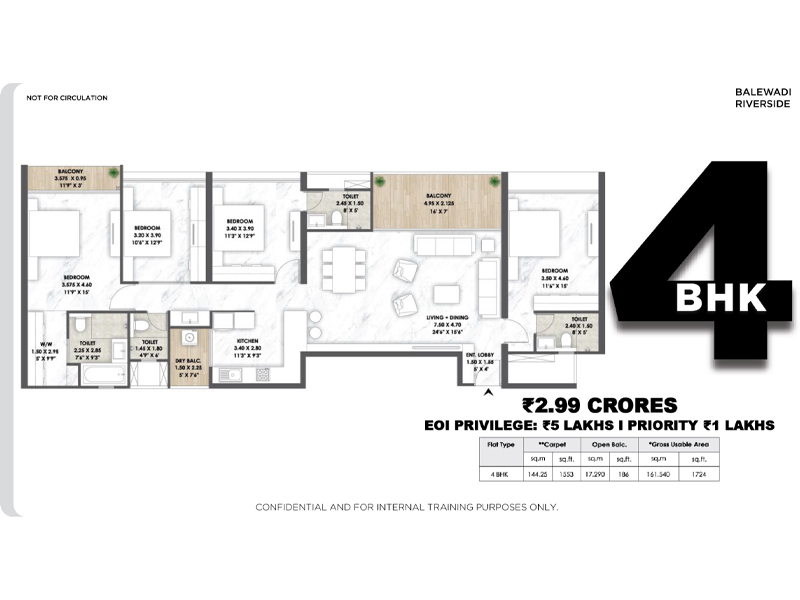 Floor plan of Mantra Riverside — photo gallery, images, brochure, amenities, cost sheet, price breakup, availability details, RERA number, RERA certificate, possession date, layout plan, logo, floor plan, master plan, and location map showcasing project highlights and features.